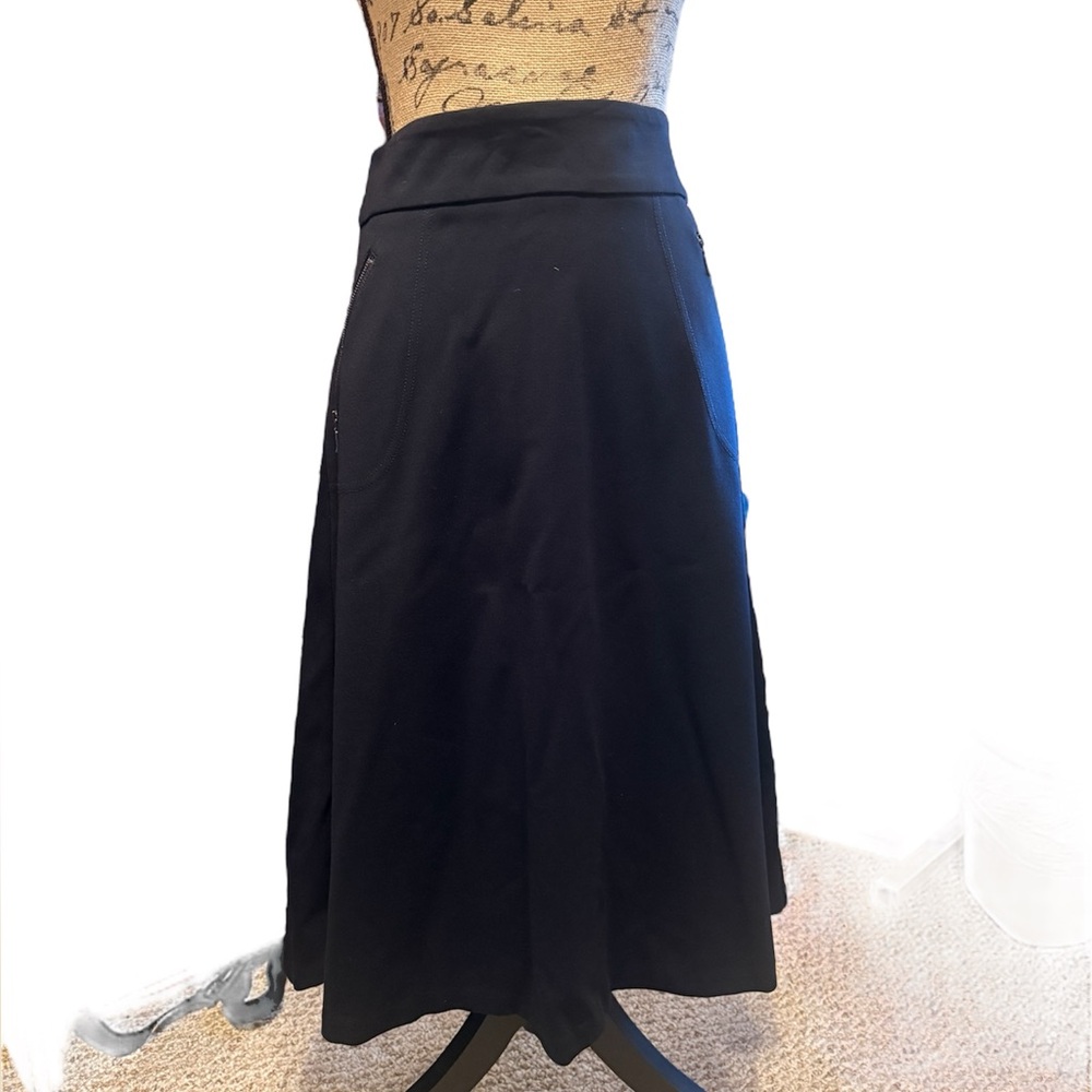 Black Midi A-Line Skirt for Work
